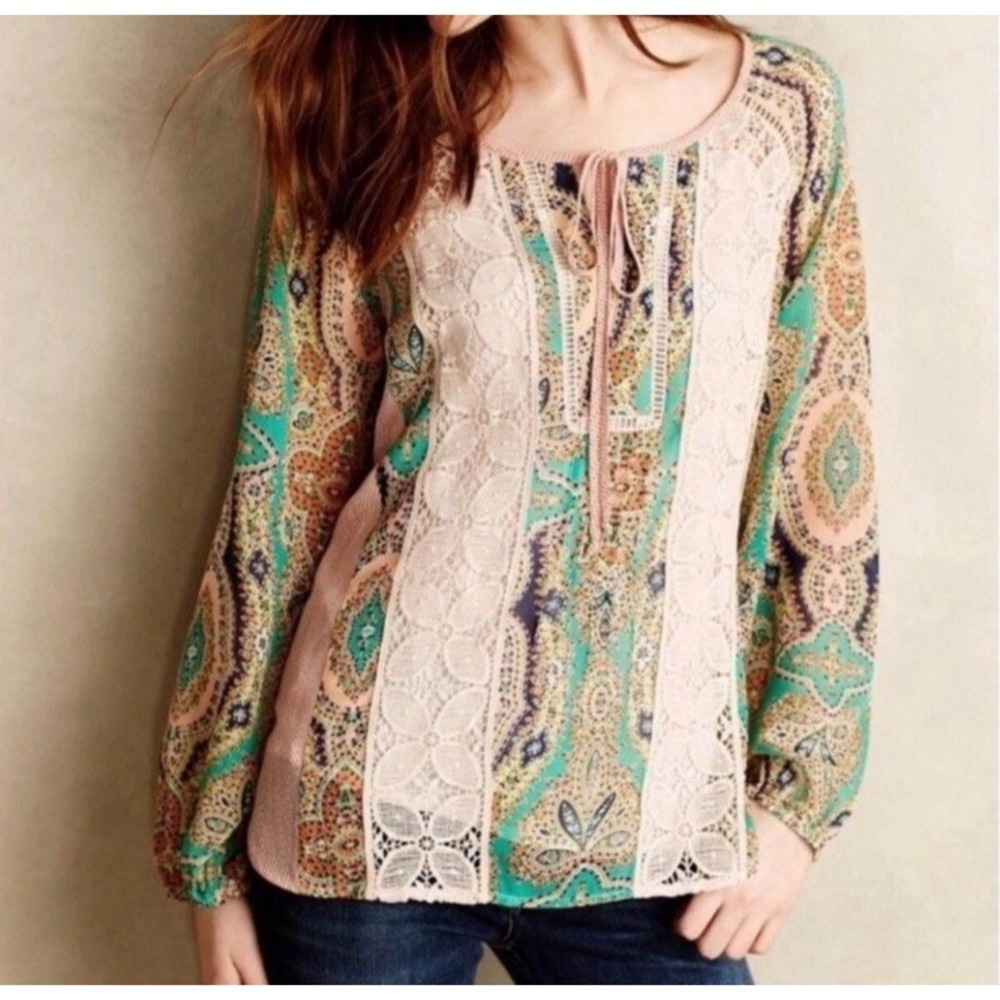 Anthropologie Meadow Rue Roselle Blouse Size XS‎ Boho Peasant Cottage Core